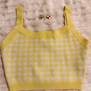 Forever 21 yellow gingham crop top size small